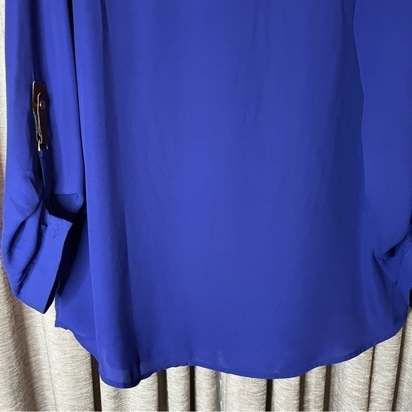 Zac & Rachel Purple Flowy Cuffed Sleeve Tunic Blouse Size Large - Picture 15 of 16